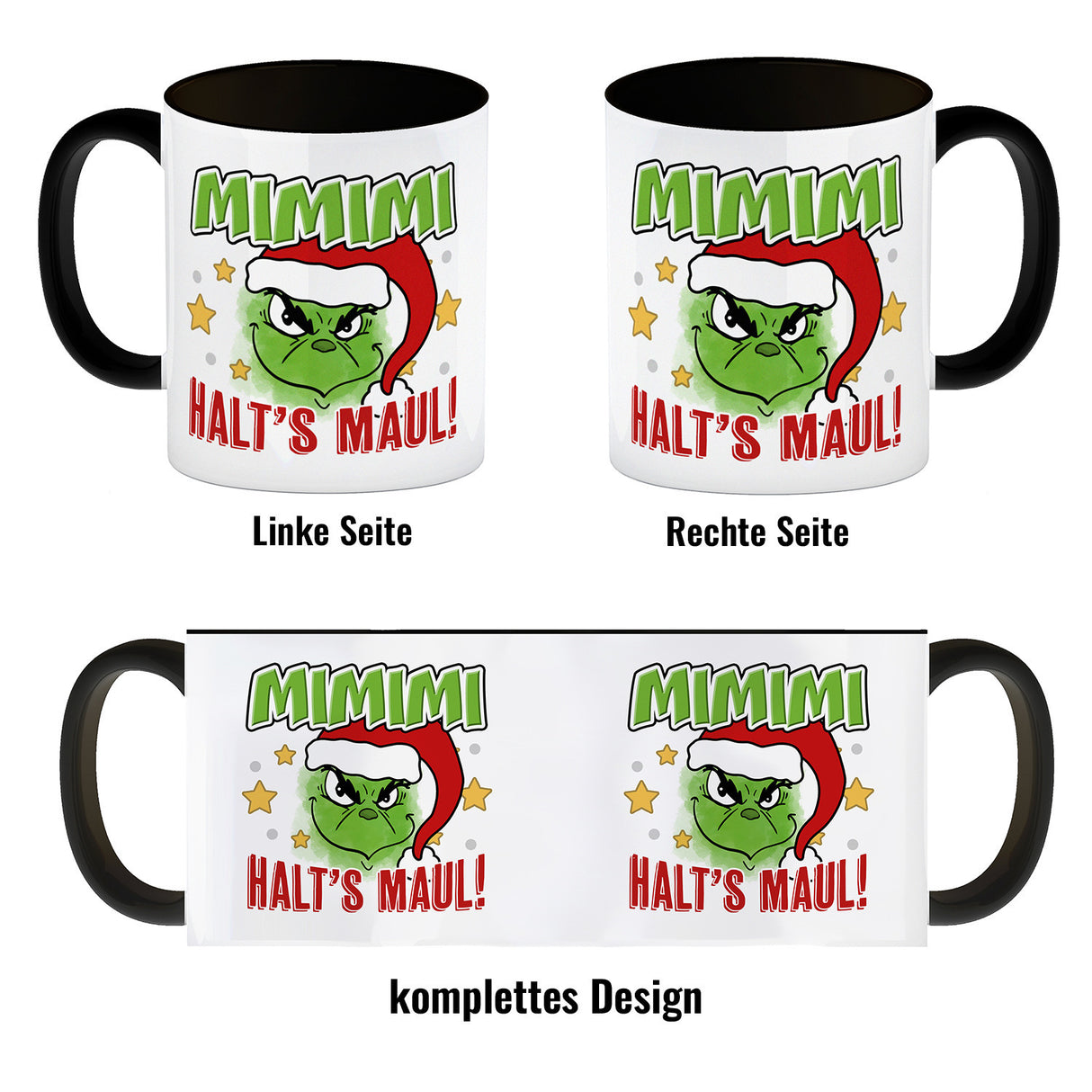 Mimimi Weihnachtsmuffel Kaffeebecher mit Spruch Halt's Maul