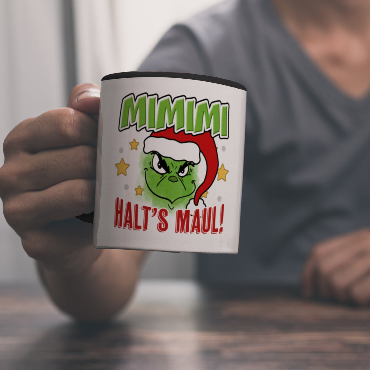 Mimimi Weihnachtsmuffel Kaffeebecher mit Spruch Halt's Maul