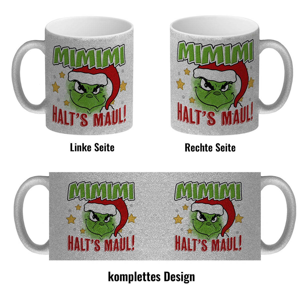 Mimimi Weihnachtsmuffel Kaffeebecher mit Spruch Halt's Maul