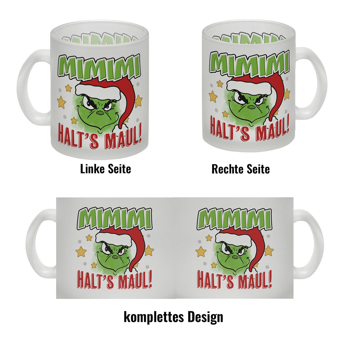 Mimimi Weihnachtsmuffel Kaffeebecher mit Spruch Halt's Maul