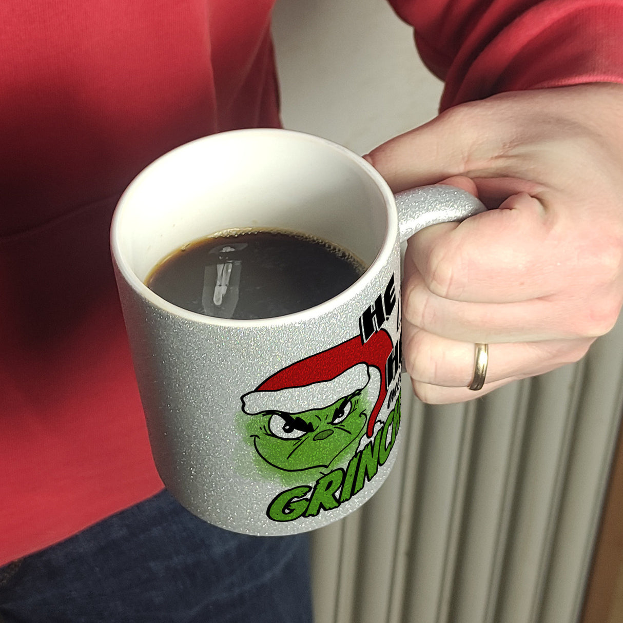 Weihnachtsmuffel Kaffeebecher mit Spruch He he he meine Grinches