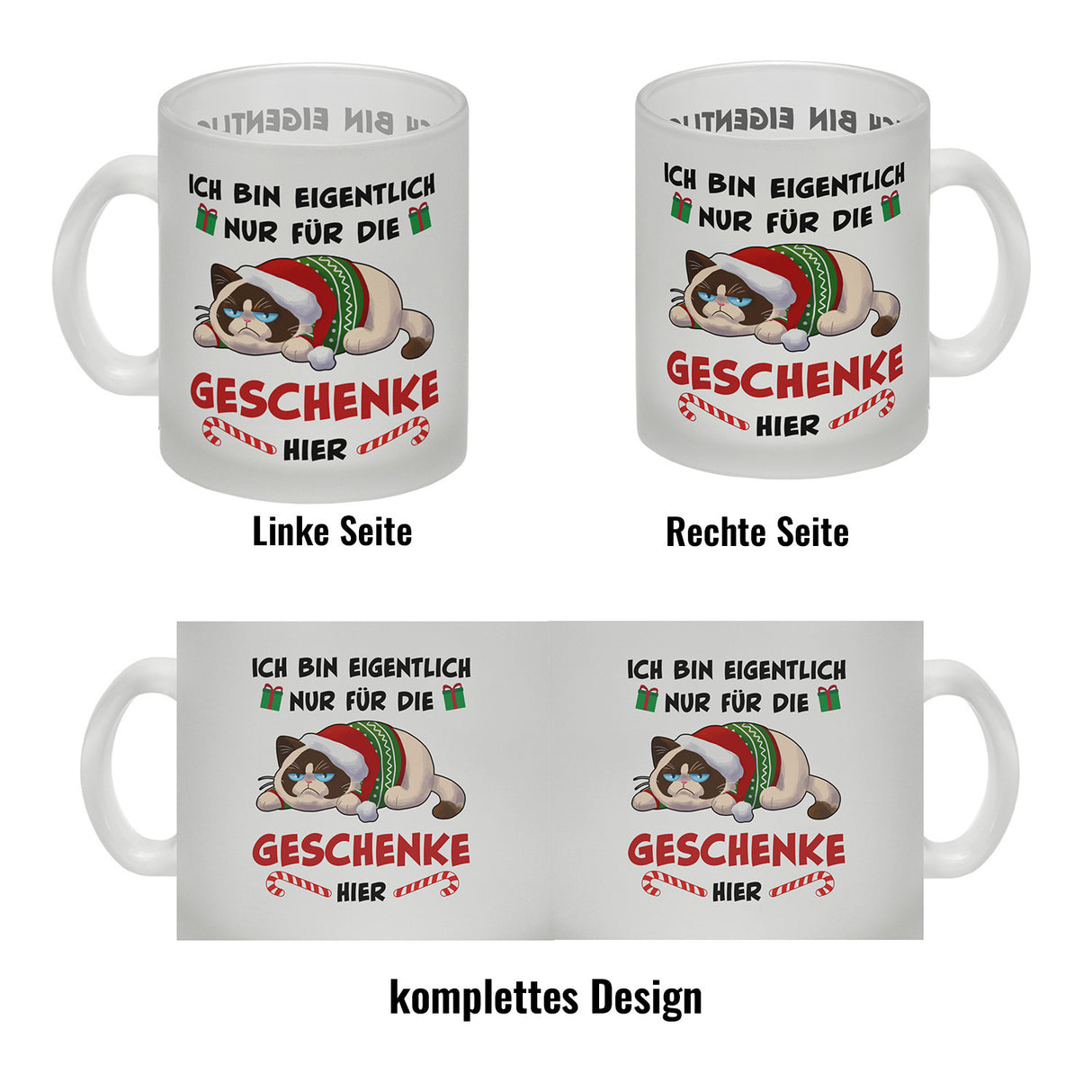 Grimmige Katze Kaffeebecher mit Spruch nur für die Geschenke hier