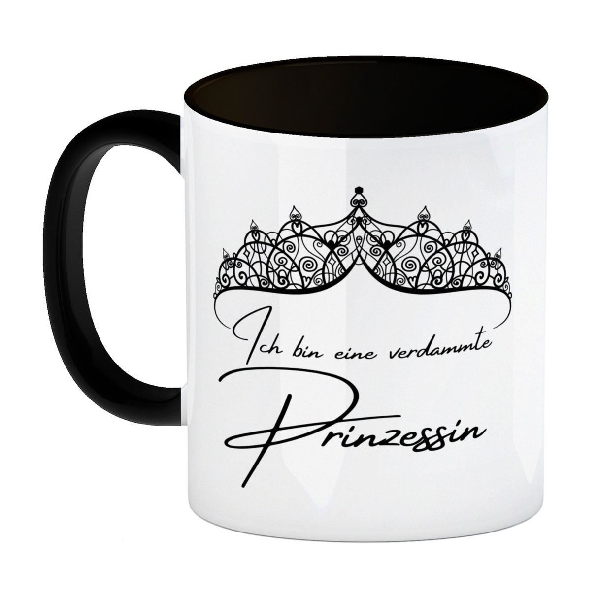 Diadem Kaffeebecher mit Spruch Ich bin eine verdammte Prinzessin