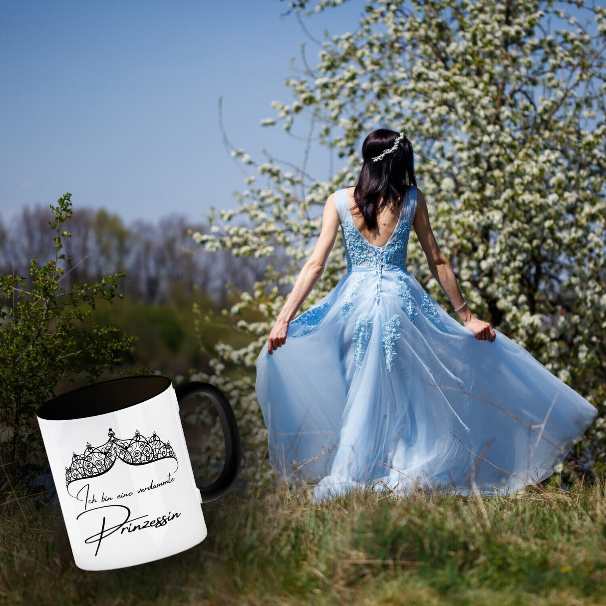 Diadem Kaffeebecher mit Spruch Ich bin eine verdammte Prinzessin