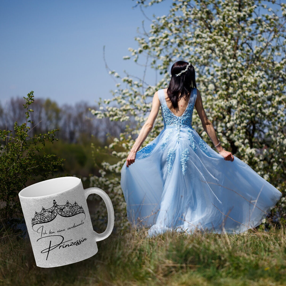 Diadem Kaffeebecher mit Spruch Ich bin eine verdammte Prinzessin