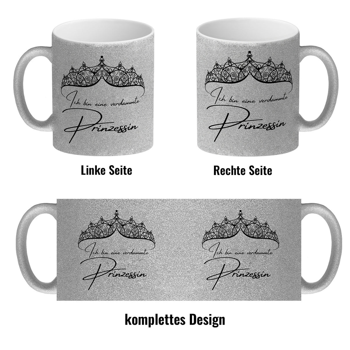 Diadem Kaffeebecher mit Spruch Ich bin eine verdammte Prinzessin