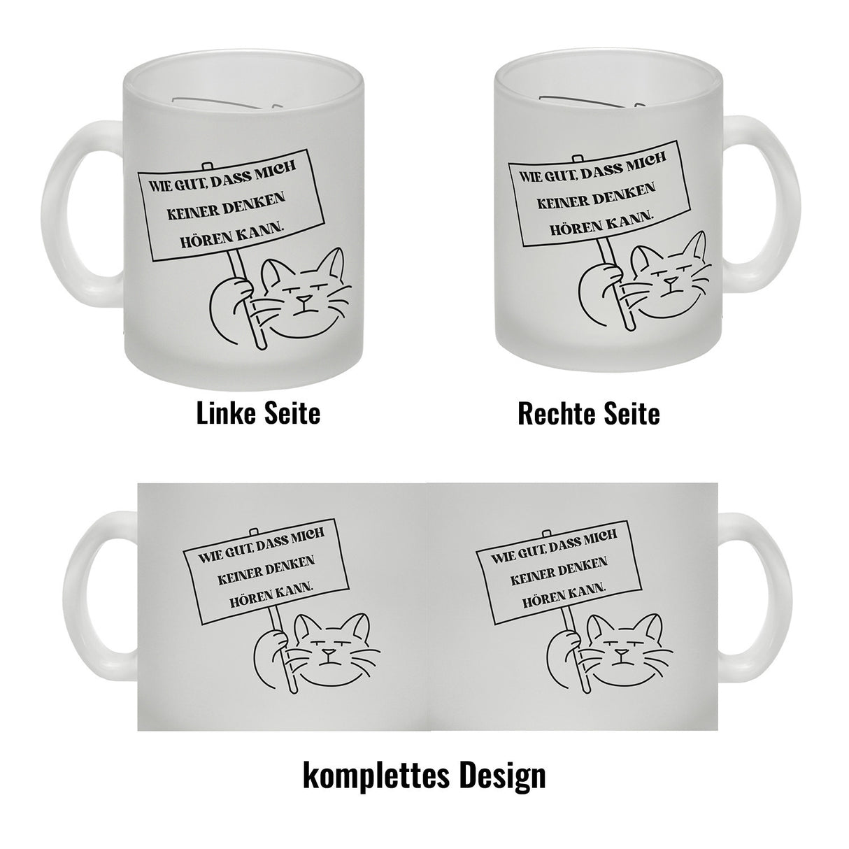 Grummelige Katze Kaffeebecher mit Spruch gut dass mich keiner denken hören kann