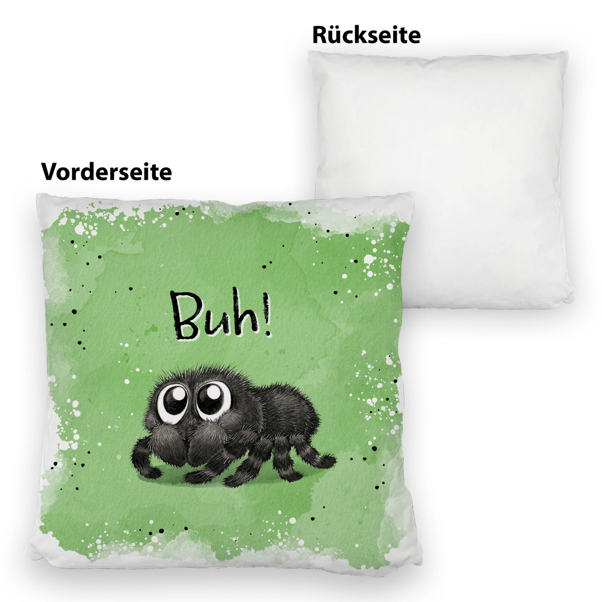 Buh! Flauschige Spinne Kissen mit Spruch