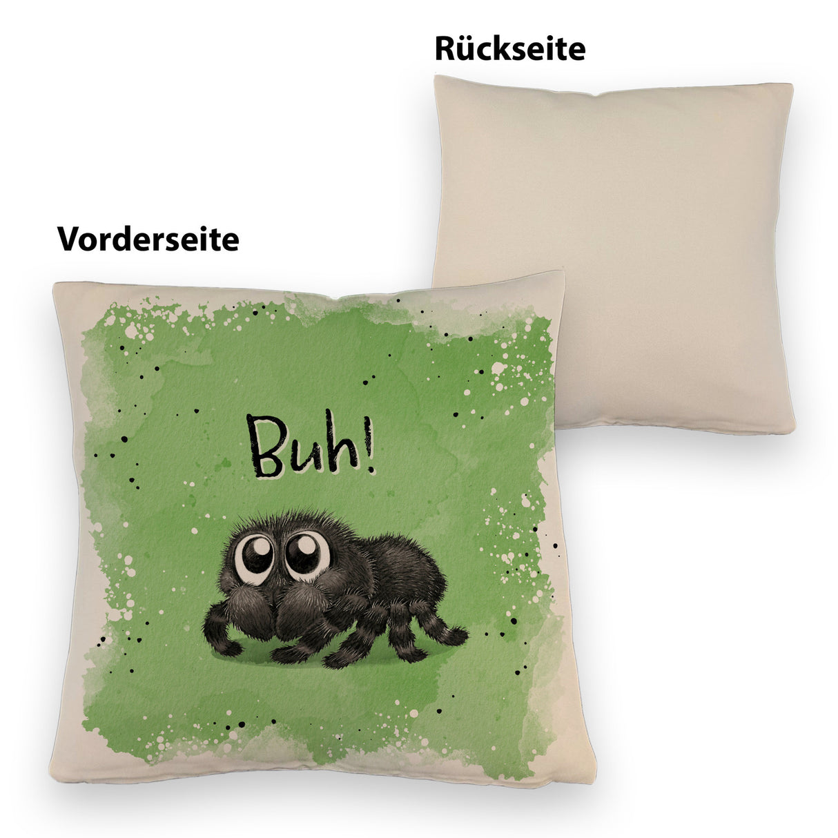 Buh! Flauschige Spinne Kissen mit Spruch