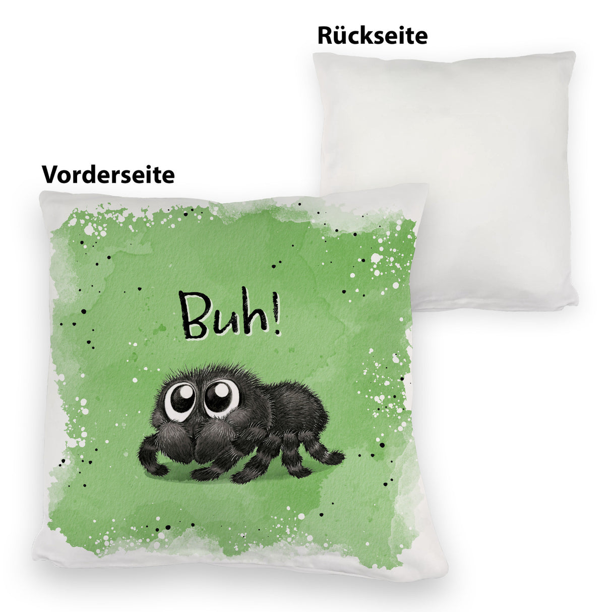Buh! Flauschige Spinne Kissen mit Spruch