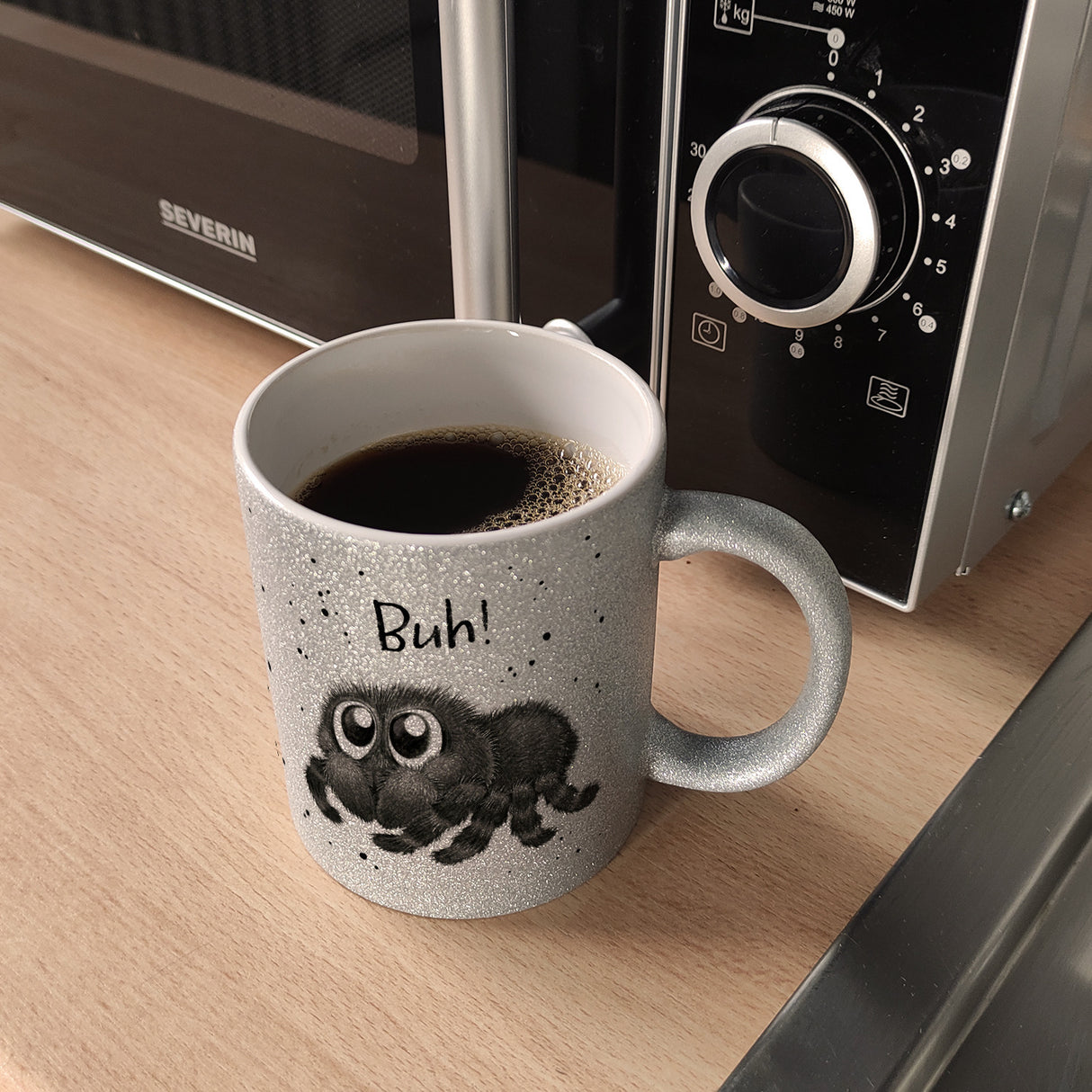 Buh! Flauschige Spinne Kaffeebecher