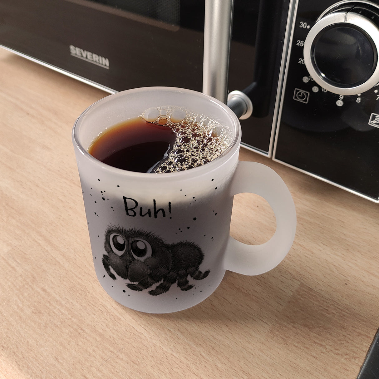 Buh! Flauschige Spinne Kaffeebecher
