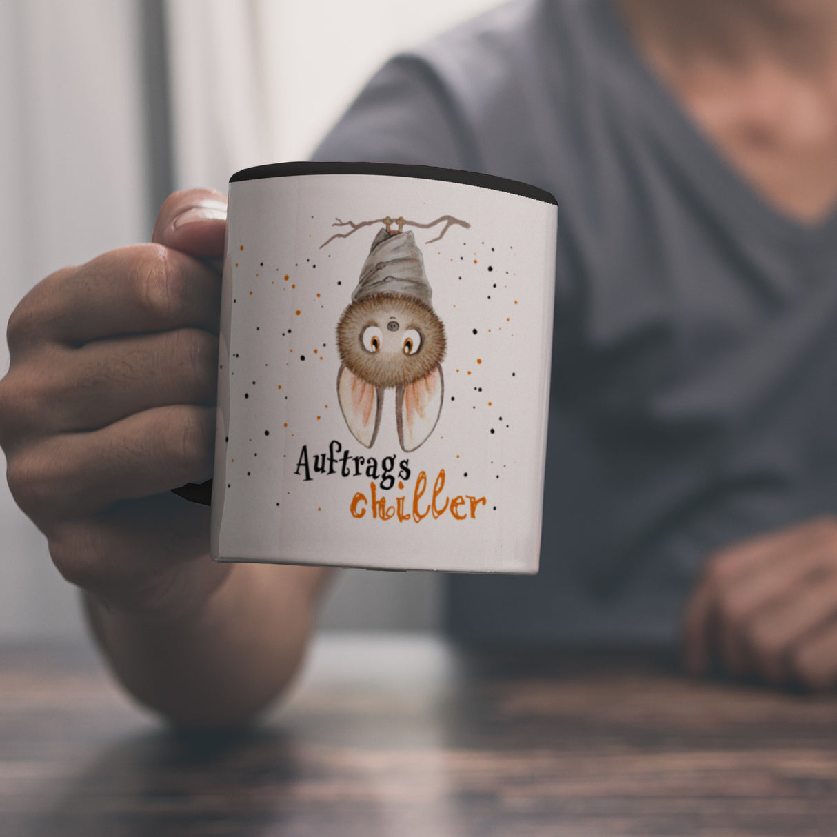 Auftragschiller Kaffeebecher mit Fledermaus