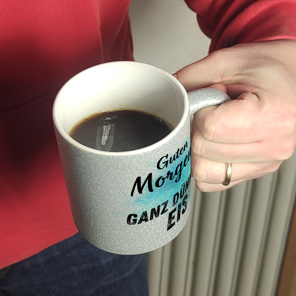 Morgenmuffel Kaffeebecher mit Spruch Guten Morgen Ganz dünnes Eis