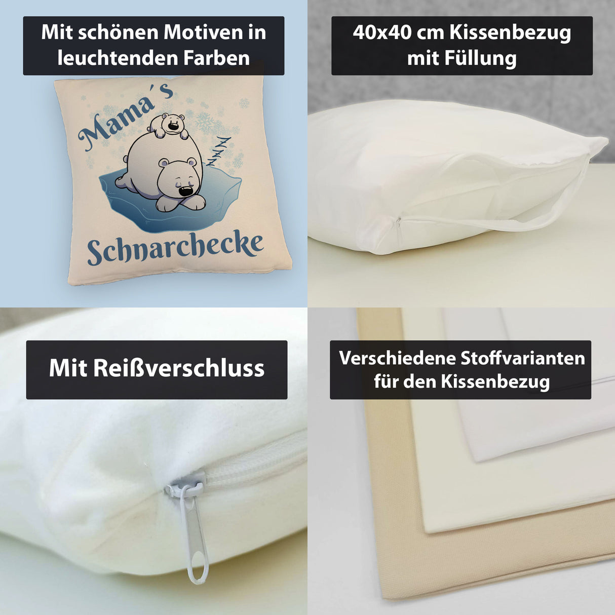Mamas Schnarchecke Eisbär Kissen