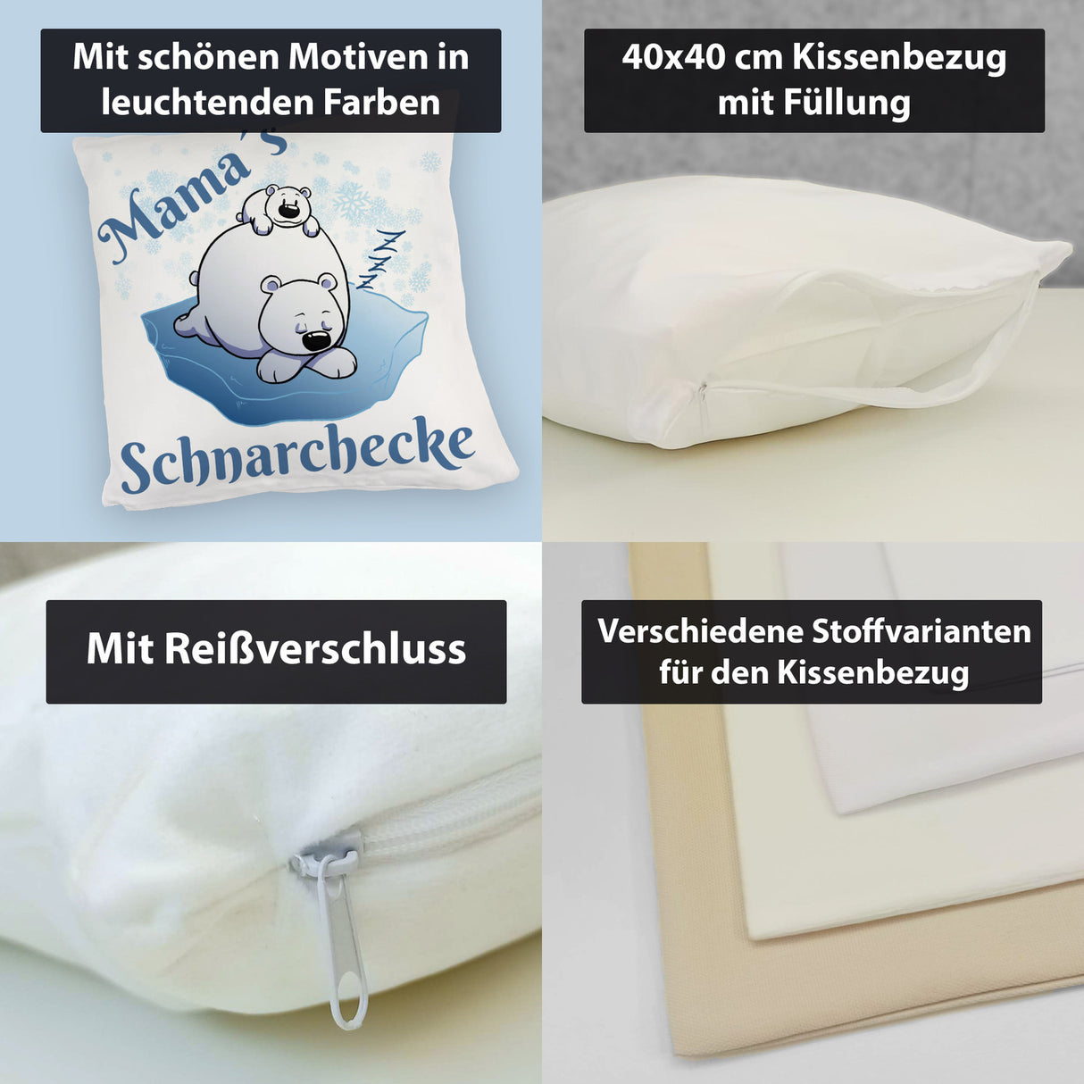 Mamas Schnarchecke Eisbär Kissen