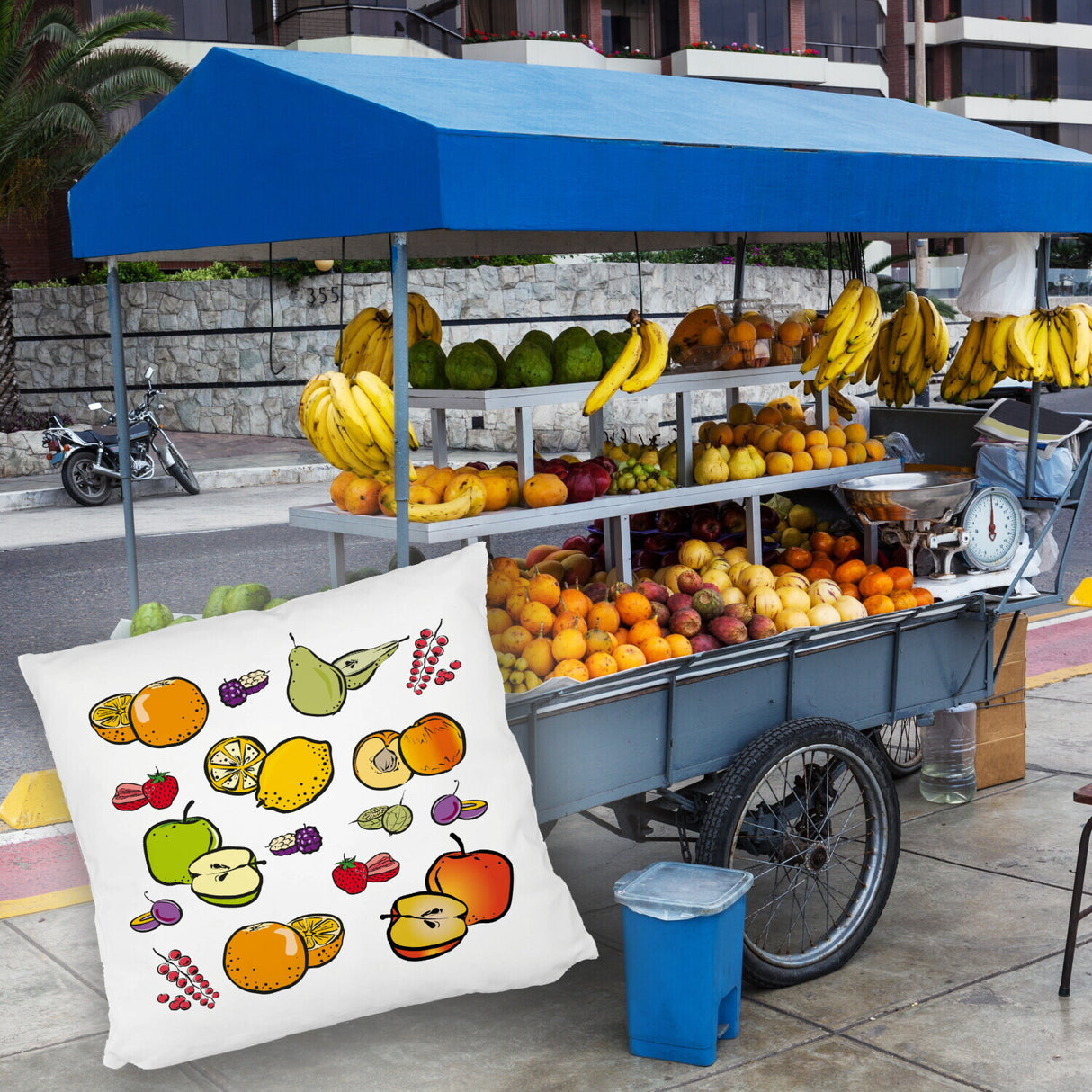 Früchte Kissen mit farbenprächtigen Obstsorten