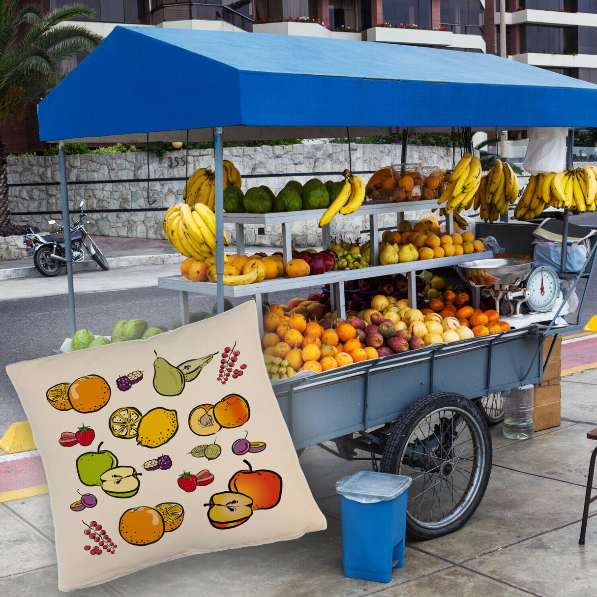 Früchte Kissen mit farbenprächtigen Obstsorten