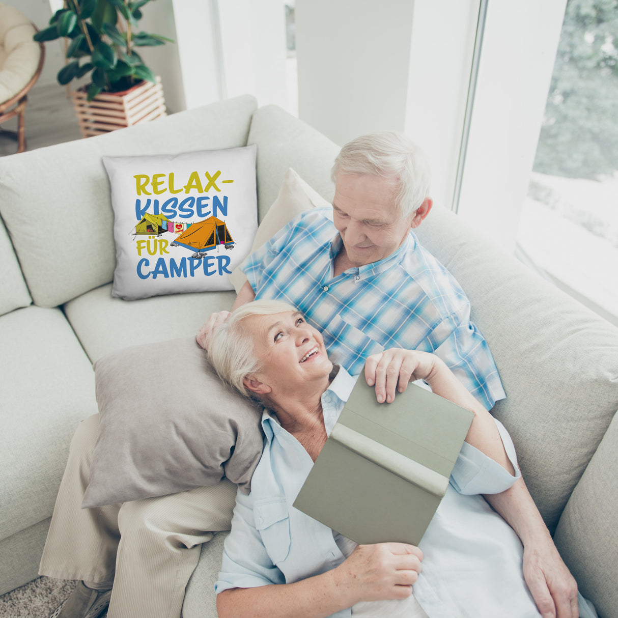 I love Camping Relax Kissen für Camper mit Zelten