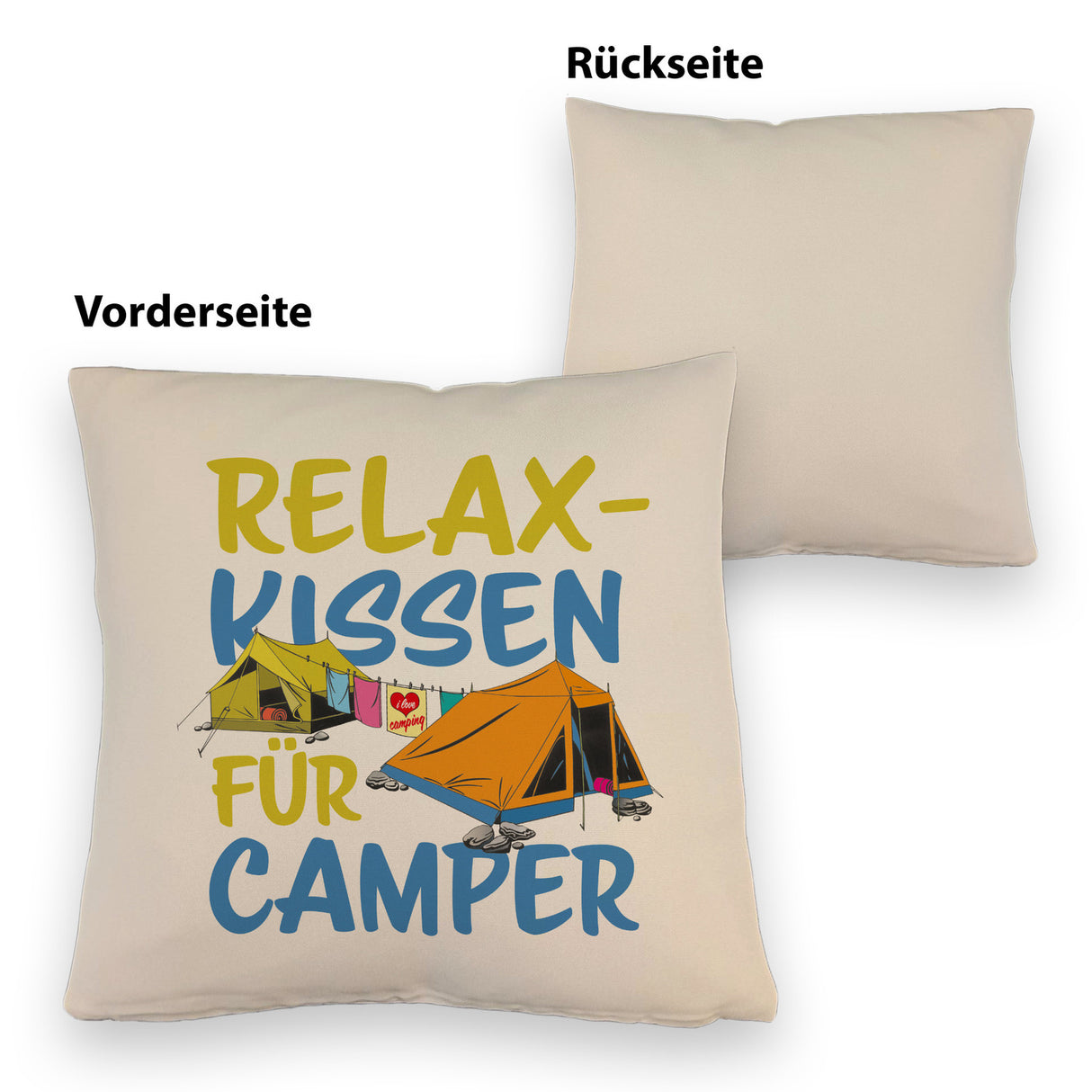 I love Camping Relax Kissen für Camper mit Zelten