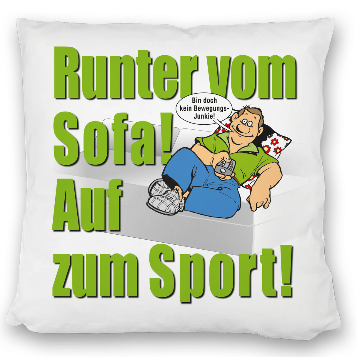Auf zum Sport! Motivations Kissen mit Text und Spruch