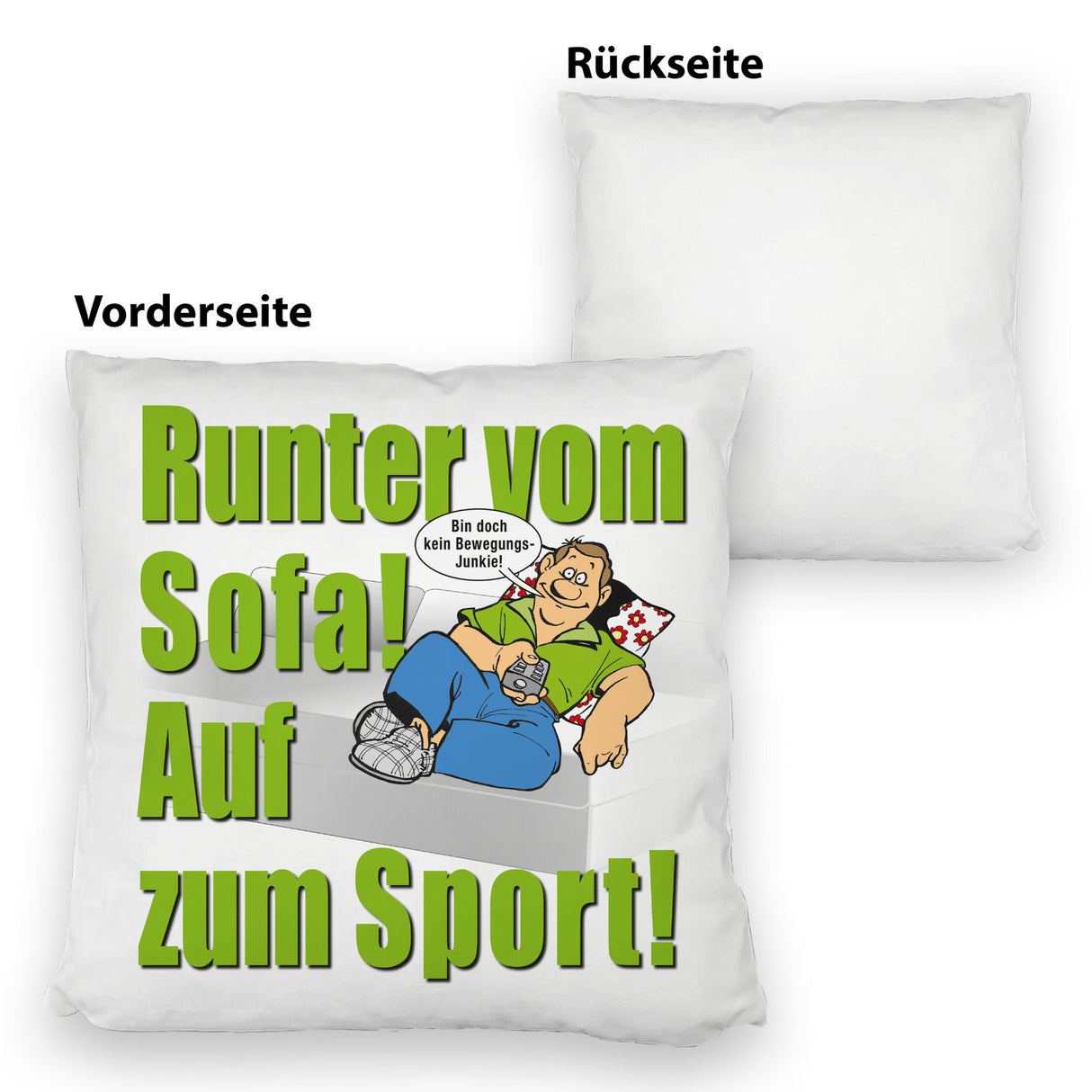Auf zum Sport! Motivations Kissen mit Text und Spruch