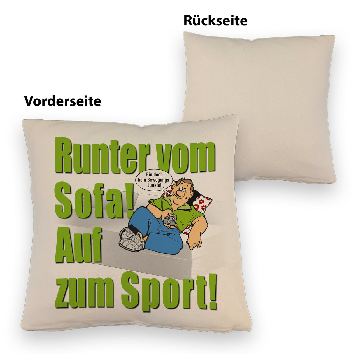 Auf zum Sport! Motivations Kissen mit Text und Spruch