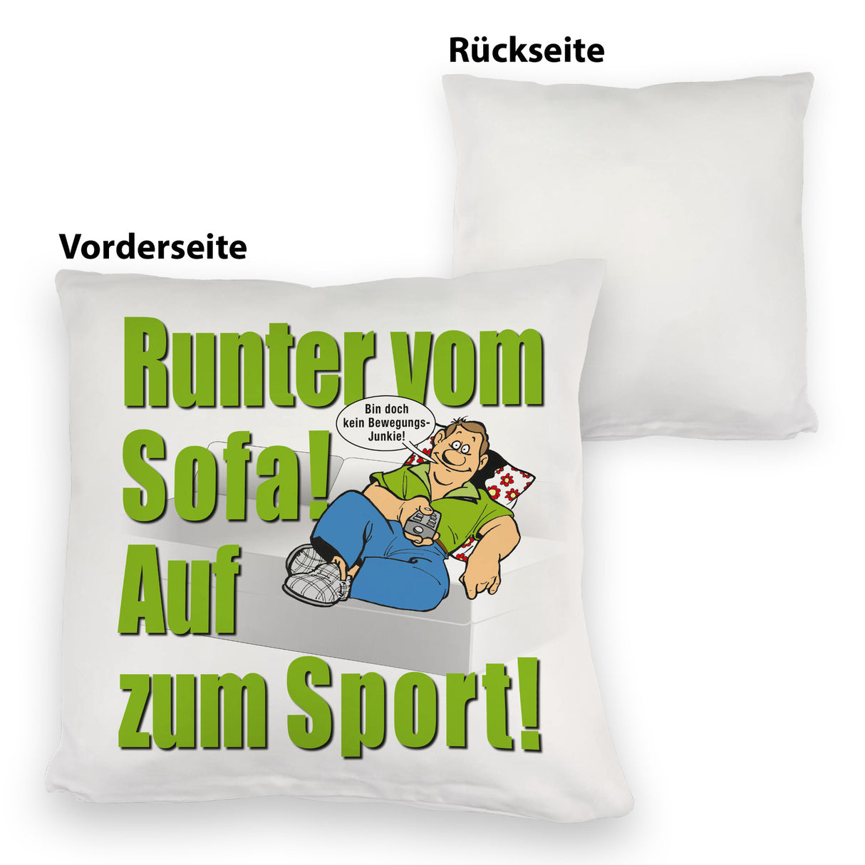 Auf zum Sport! Motivations Kissen mit Text und Spruch