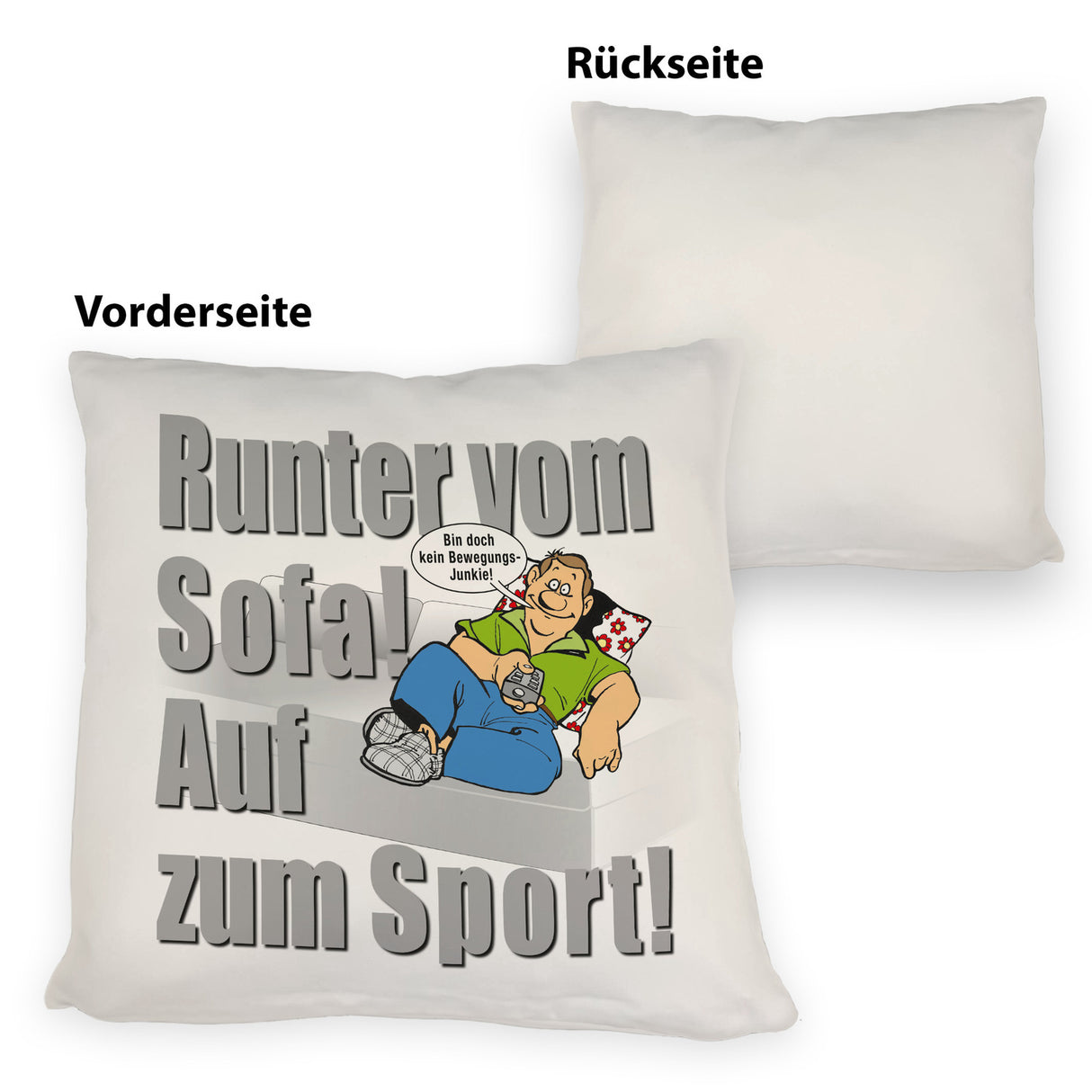 Auf zum Sport! Motivations Kissen mit Text und Spruch