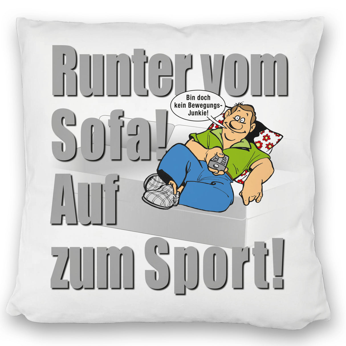 Auf zum Sport! Motivations Kissen mit Text und Spruch