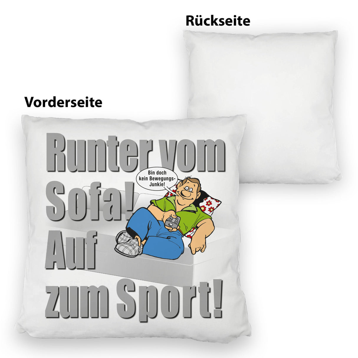 Auf zum Sport! Motivations Kissen mit Text und Spruch