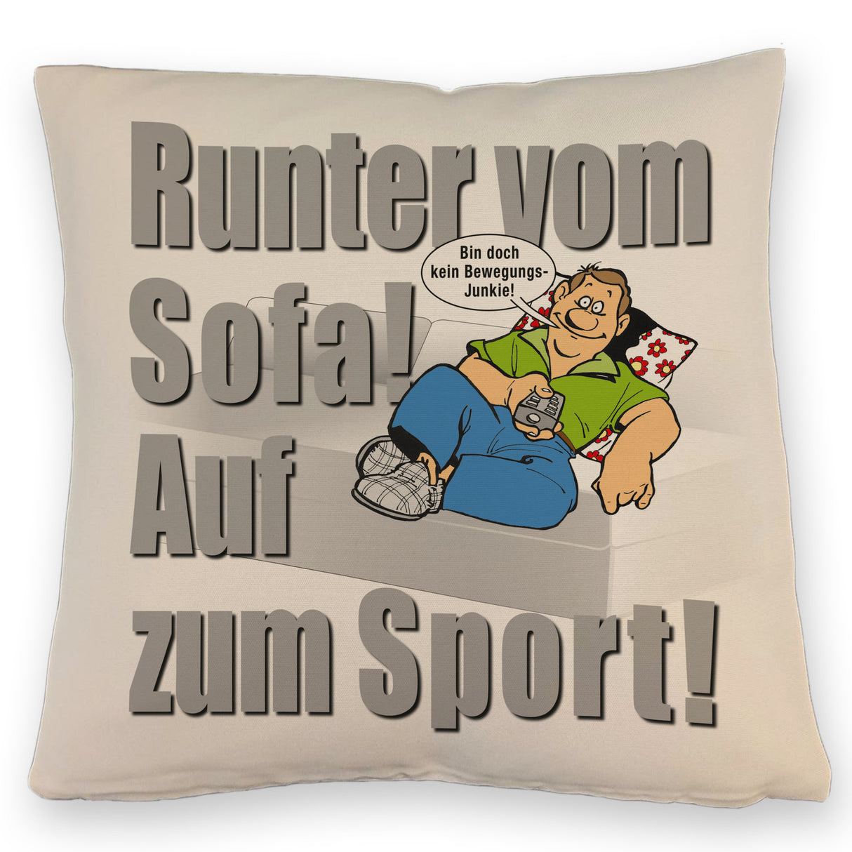 Auf zum Sport! Motivations Kissen mit Text und Spruch
