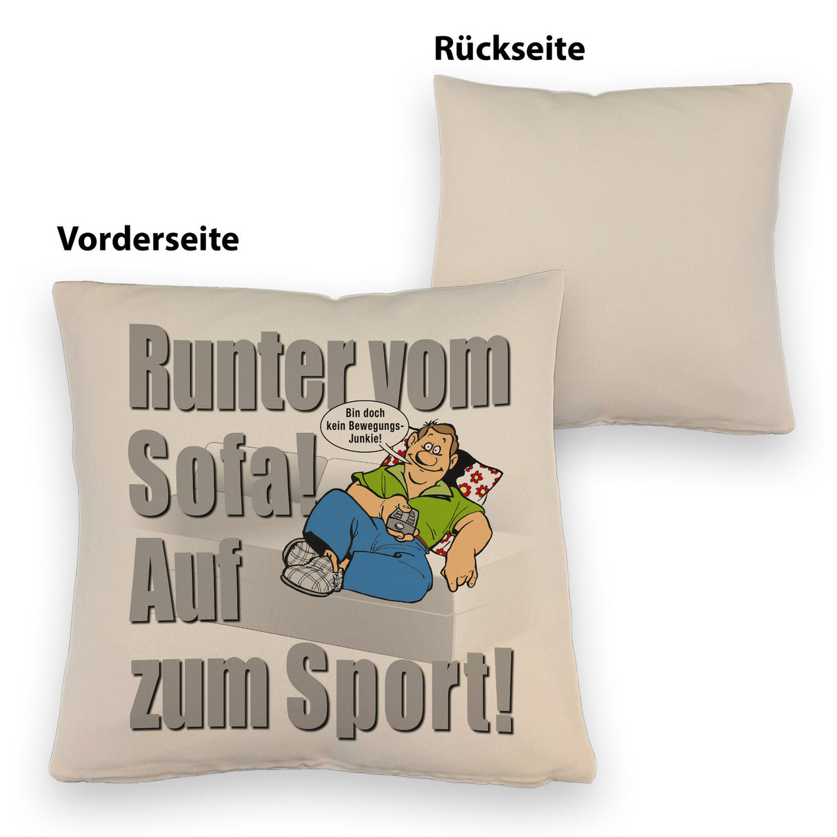 Auf zum Sport! Motivations Kissen mit Text und Spruch