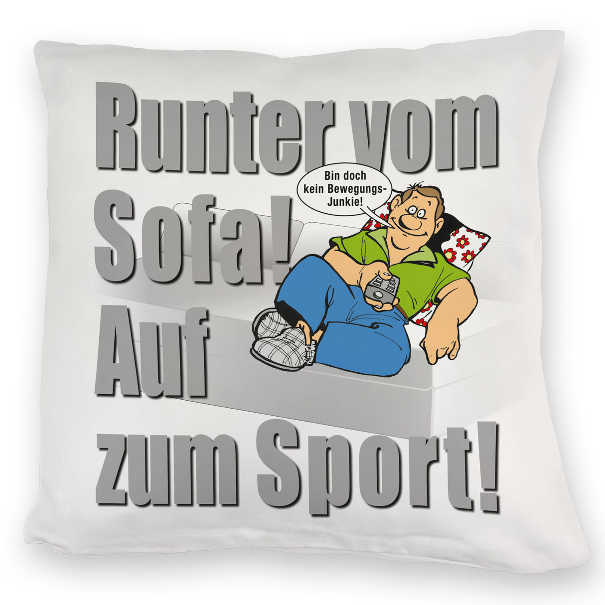 Auf zum Sport! Motivations Kissen mit Text und Spruch