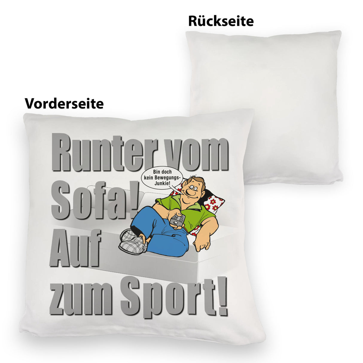Auf zum Sport! Motivations Kissen mit Text und Spruch