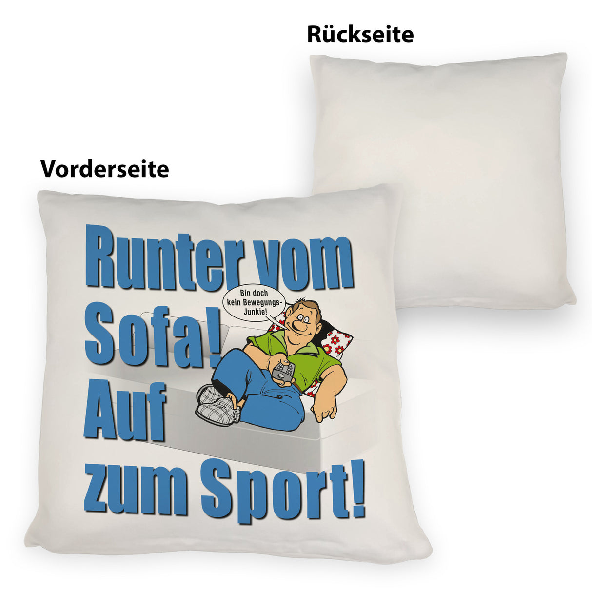 Auf zum Sport! Motivations Kissen mit Text und Spruch