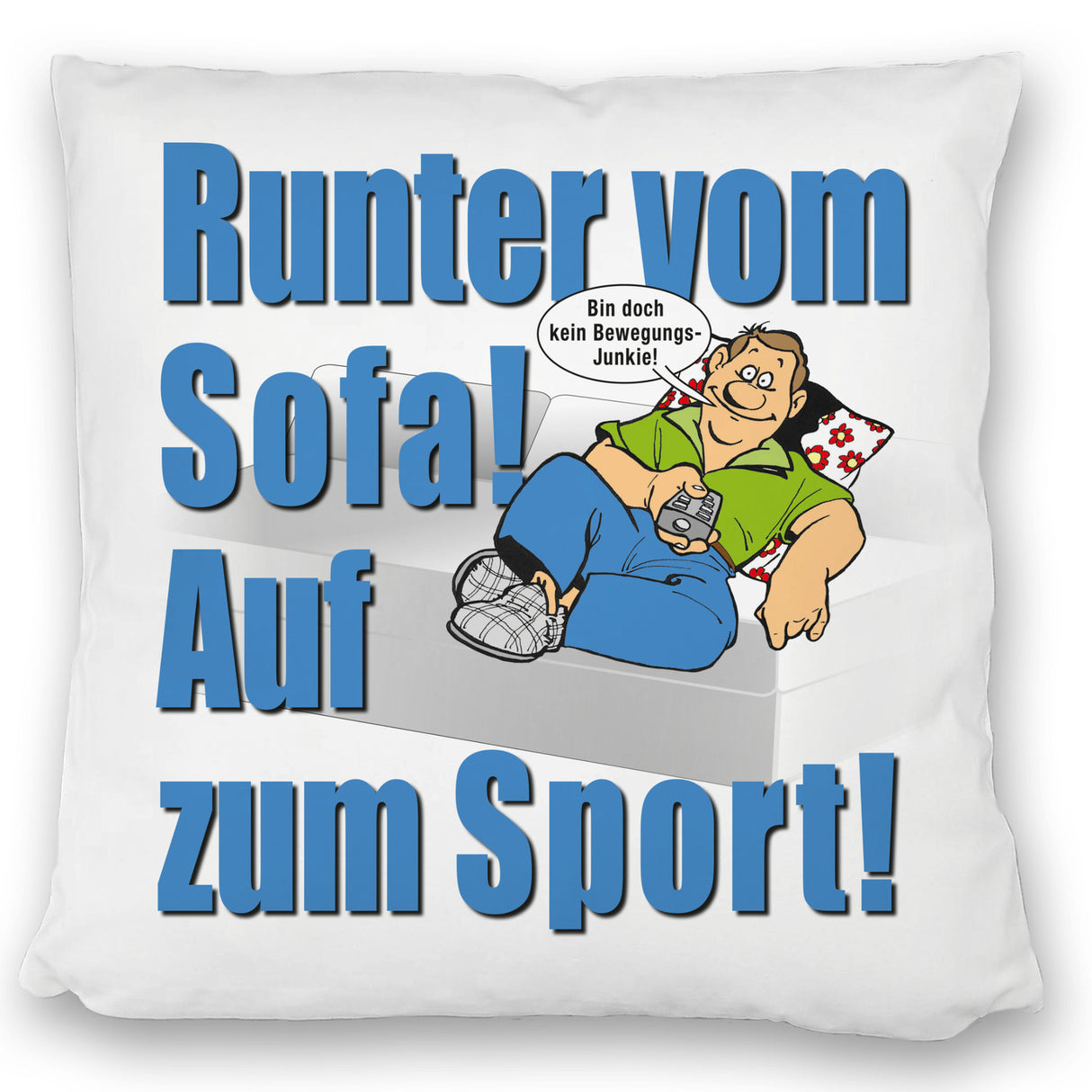 Auf zum Sport! Motivations Kissen mit Text und Spruch