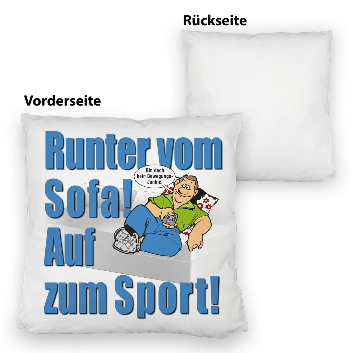 Auf zum Sport! Motivations Kissen mit Text und Spruch