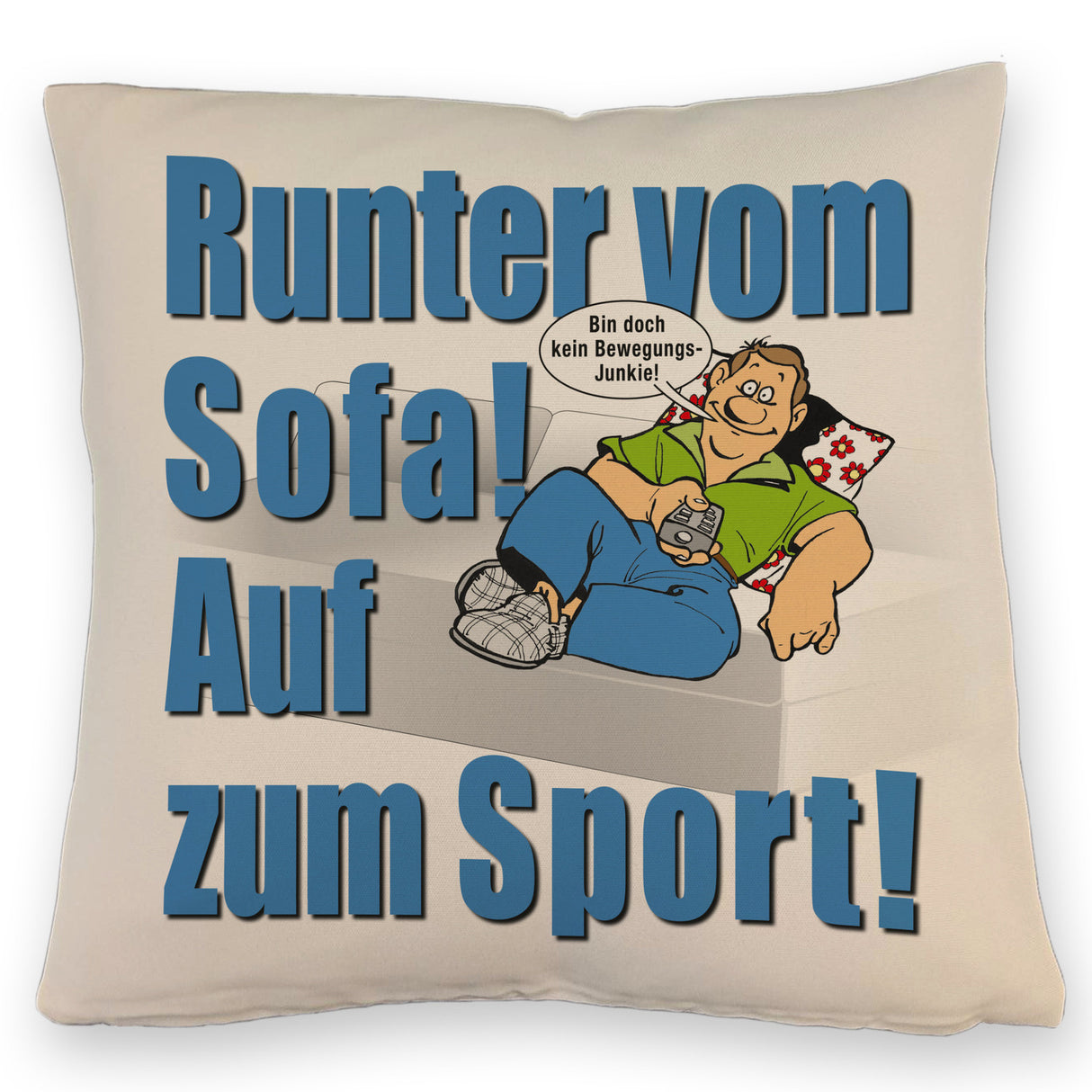 Auf zum Sport! Motivations Kissen mit Text und Spruch