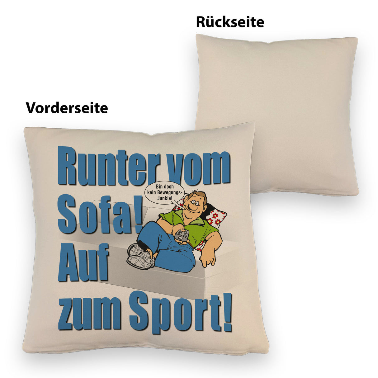 Auf zum Sport! Motivations Kissen mit Text und Spruch