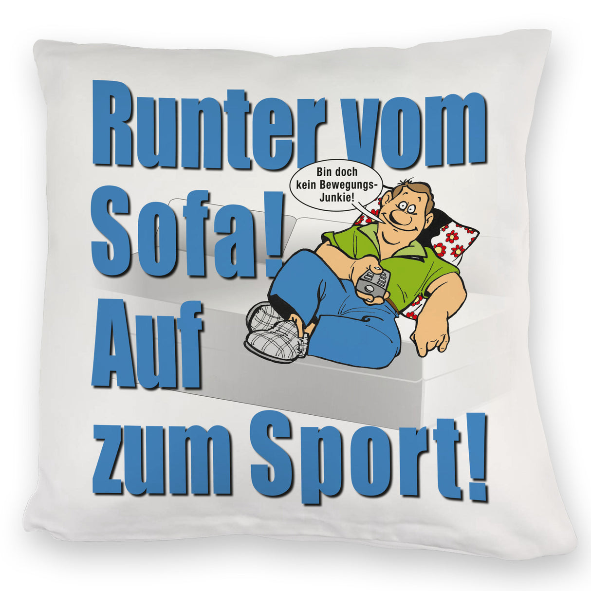 Auf zum Sport! Motivations Kissen mit Text und Spruch