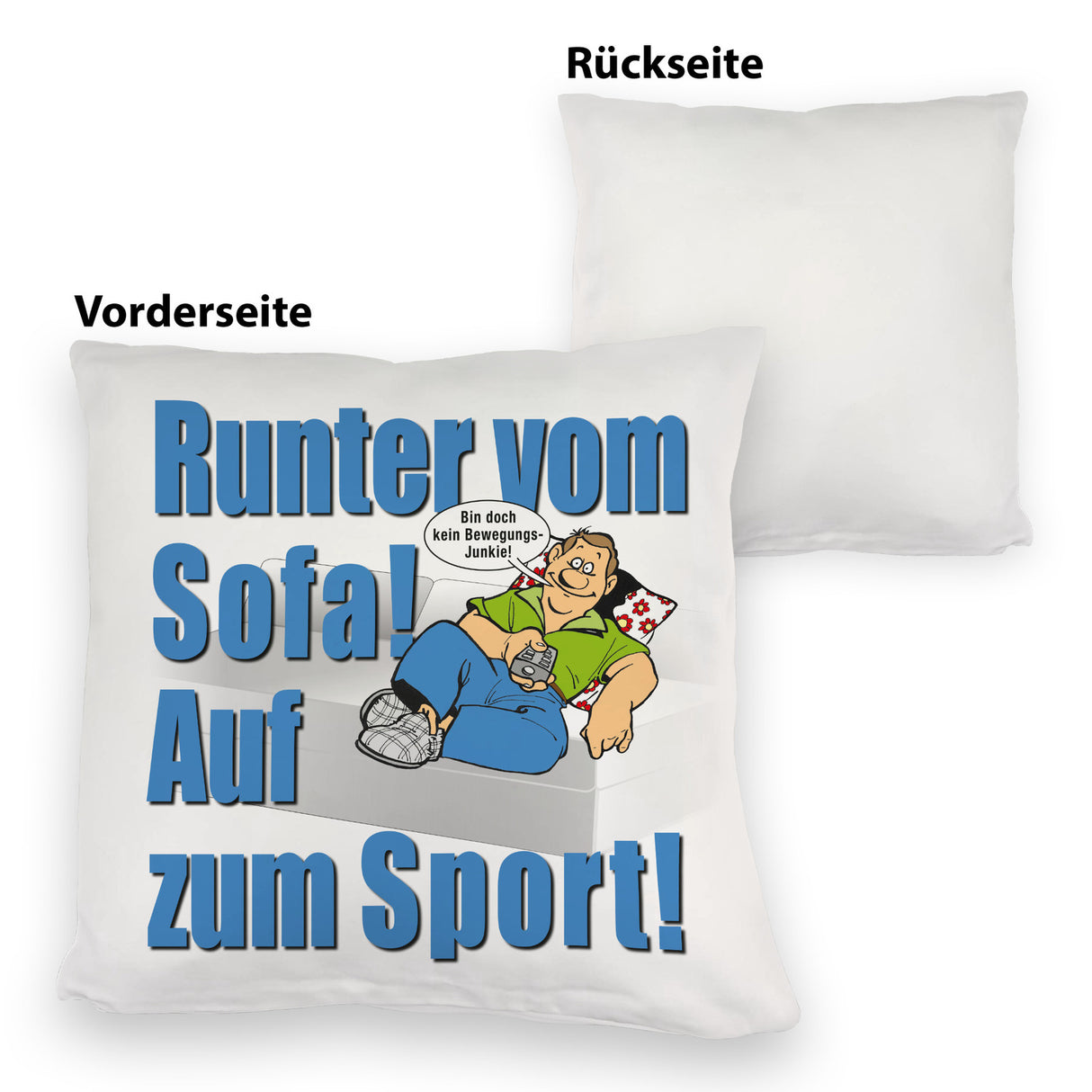 Auf zum Sport! Motivations Kissen mit Text und Spruch