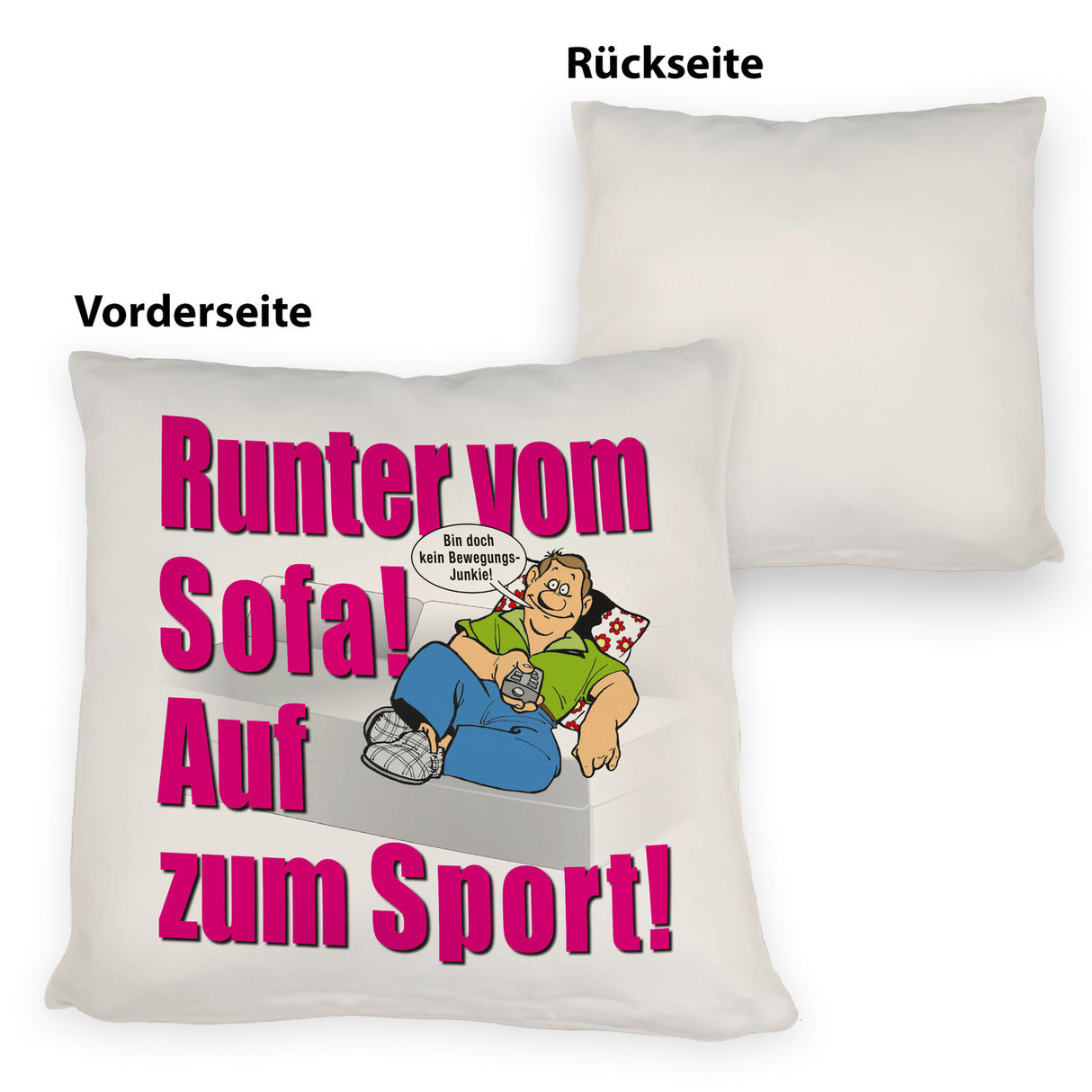 Auf zum Sport! Motivations Kissen mit Text und Spruch