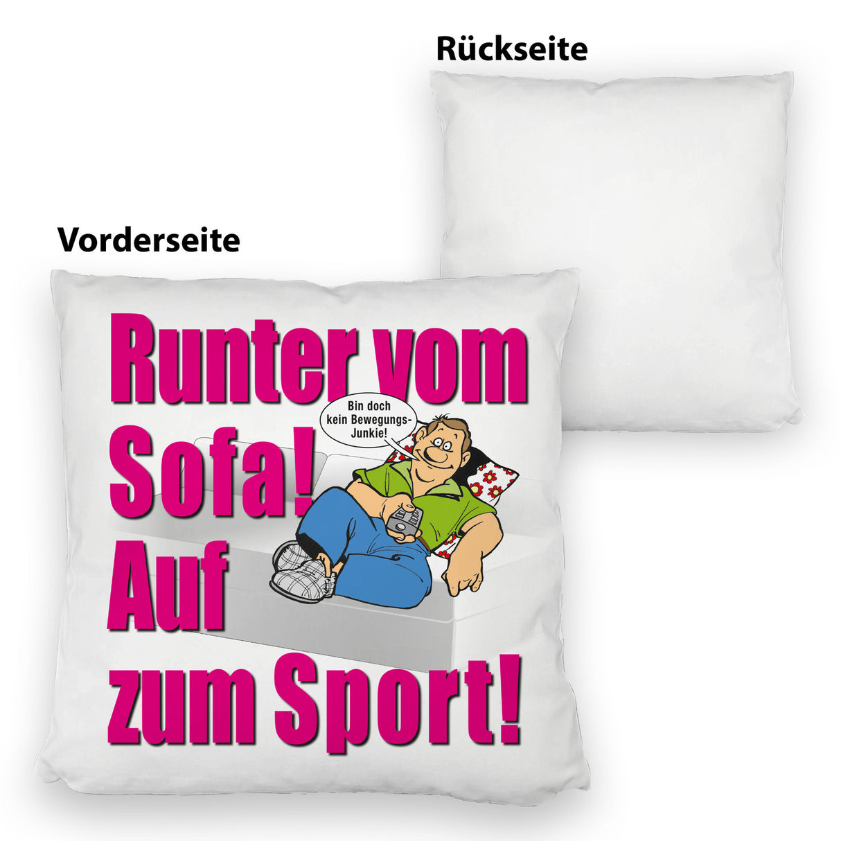 Auf zum Sport! Motivations Kissen mit Text und Spruch