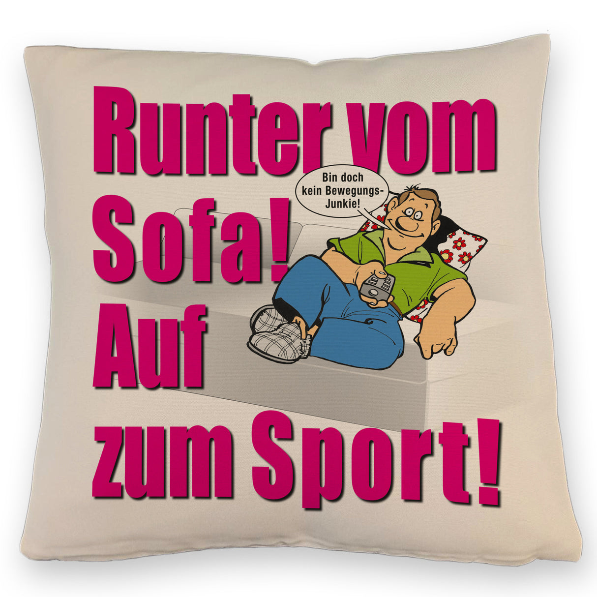 Auf zum Sport! Motivations Kissen mit Text und Spruch