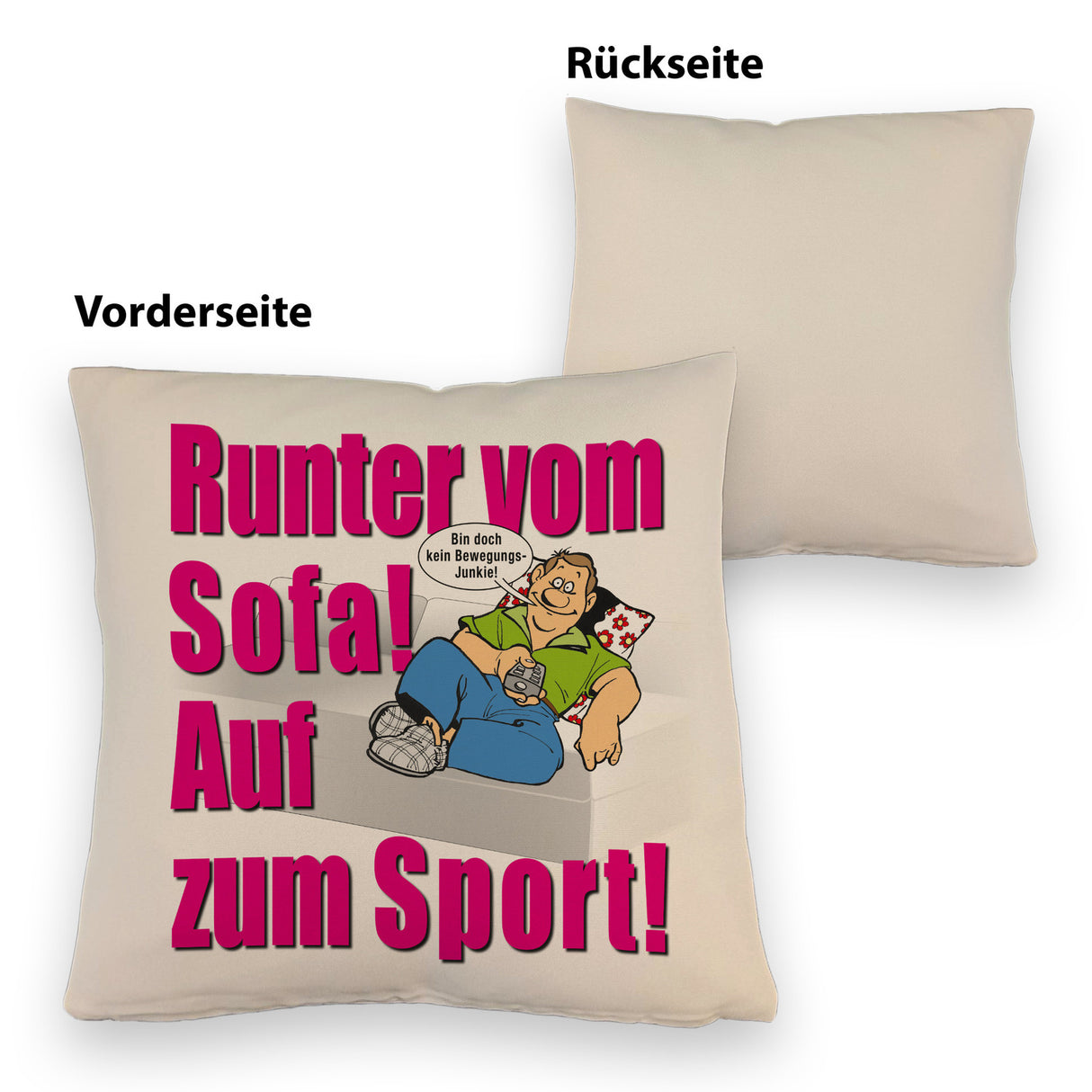 Auf zum Sport! Motivations Kissen mit Text und Spruch