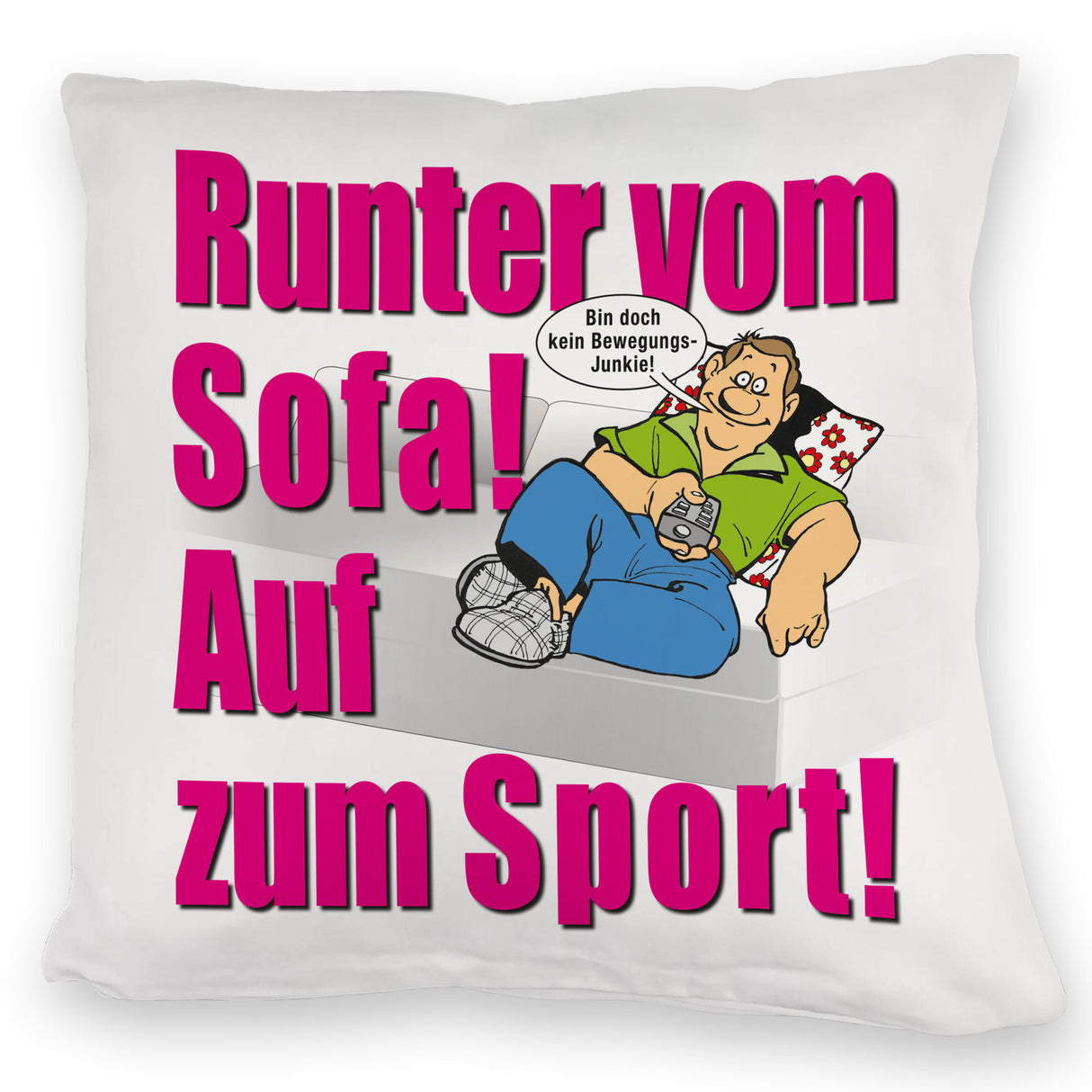 Auf zum Sport! Motivations Kissen mit Text und Spruch