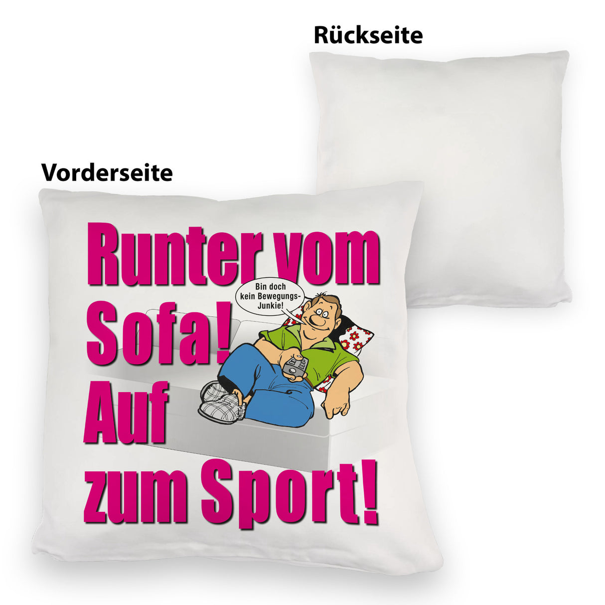 Auf zum Sport! Motivations Kissen mit Text und Spruch