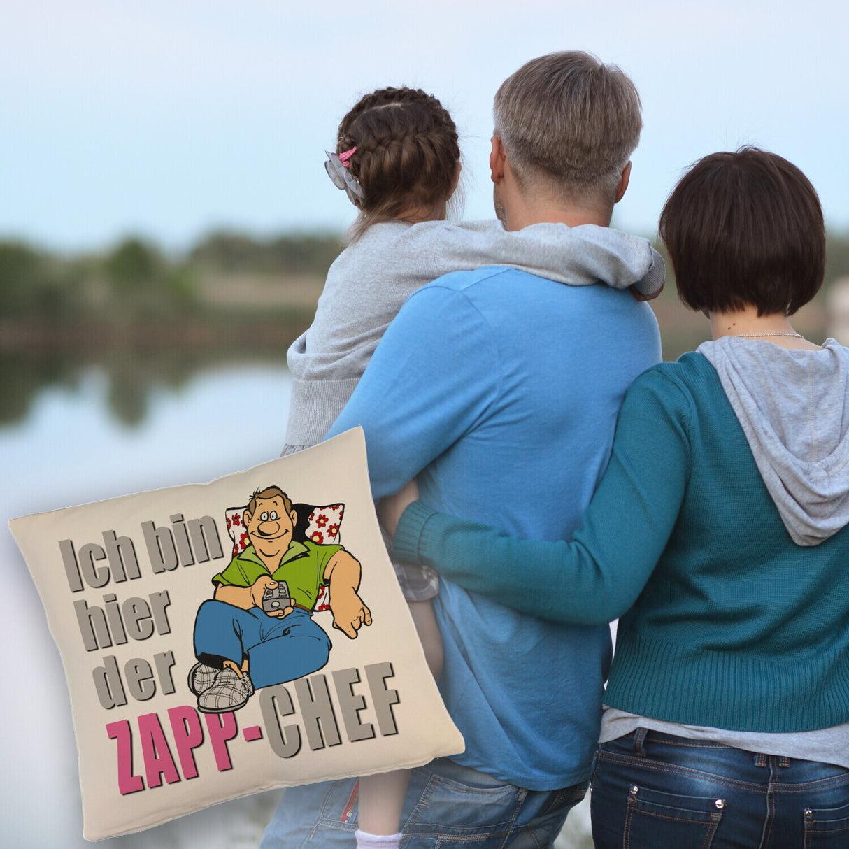 Ich bin hier der Zapp-Chef Kissen mit Text in pink