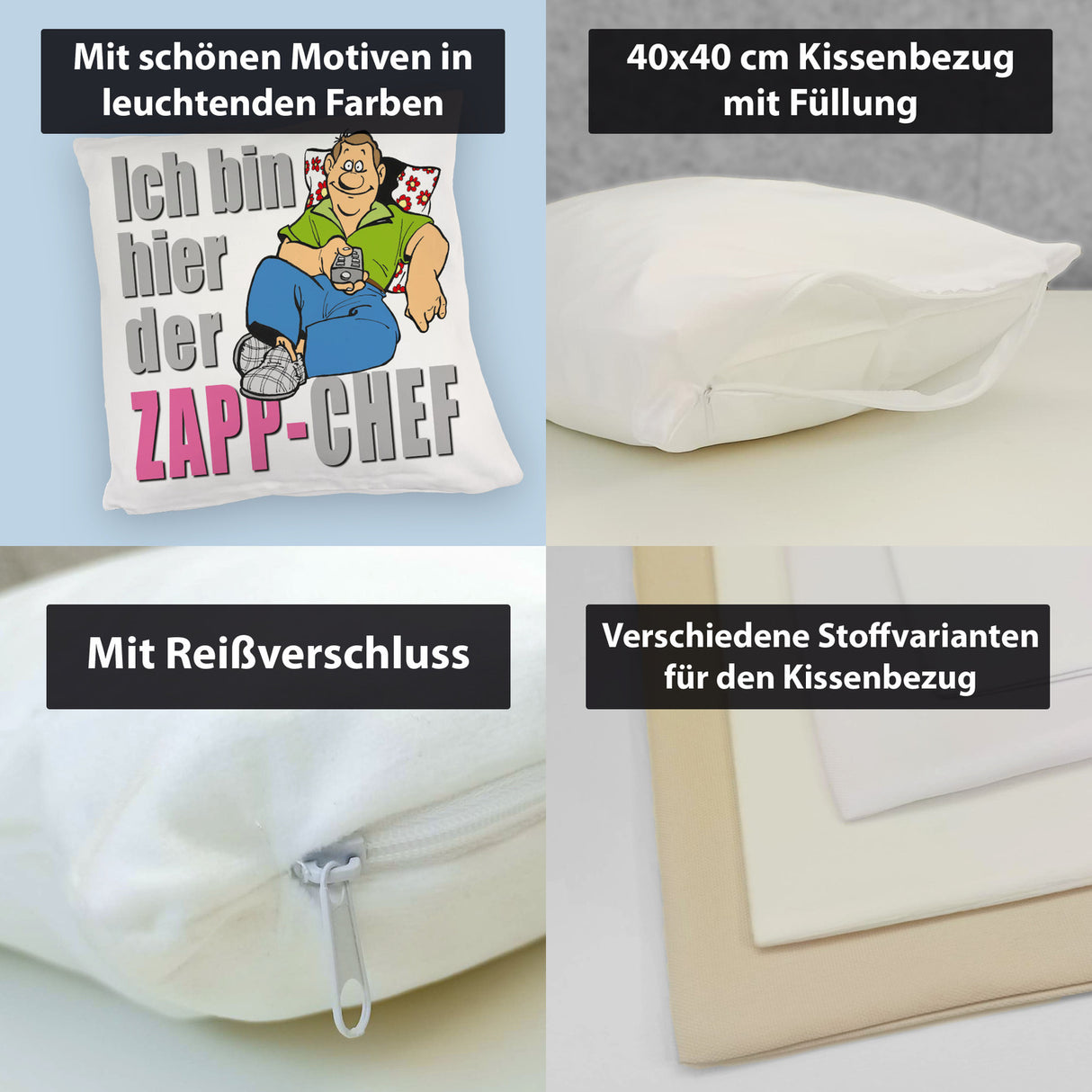 Ich bin hier der Zapp-Chef Kissen mit Text in pink